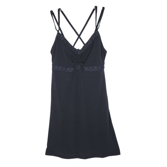 Prana Dress Womens Medium Sleeveless Black Strappy Athletic Ruched Stretch Kaley - Picture 1 of 11